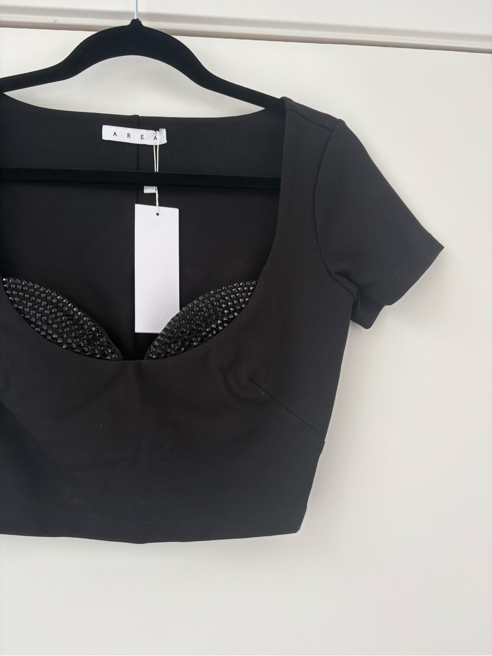 NWT Area Crystal Cup Black T Shirt Top XS - Picture 8 of 16